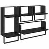 vidaXL Conjunto de estantes de pared 4 pcs Roble Negro 65 x 25 x 30 cm