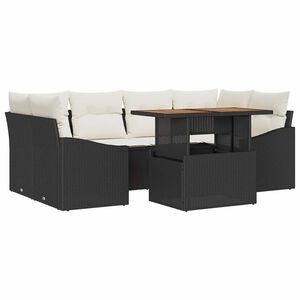 vidaXL Conjunto de sof&aacute;s de jard&iacute;n 7 uds. Negro y crema