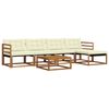 vidaXL Conjunto de sof&aacute;s de exterior con coj&iacute;n 6 pcs Natural y Crema