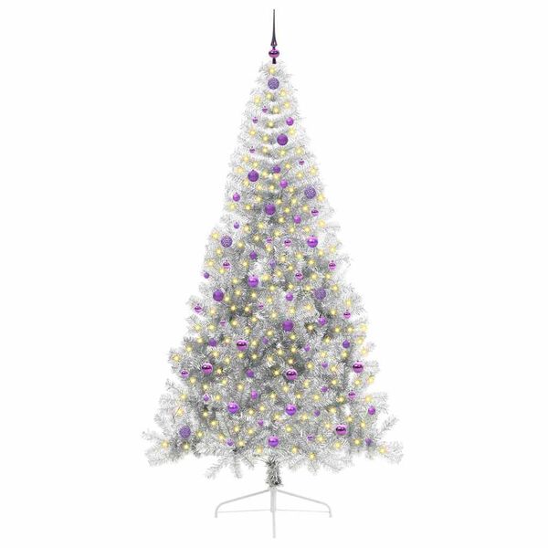 vidaXL &Aacute;rbol de Navidad Artificial Preiluminado Plateado 240 cm PET