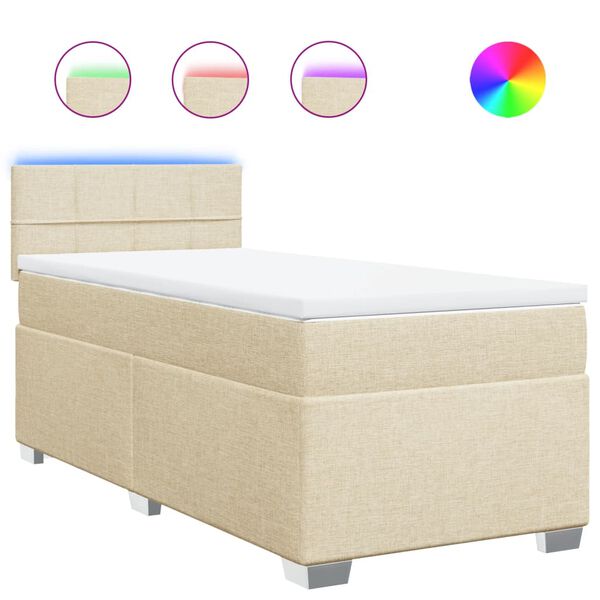 vidaXL Cama box spring con colch&oacute;n tela color crema 90x200 cm
