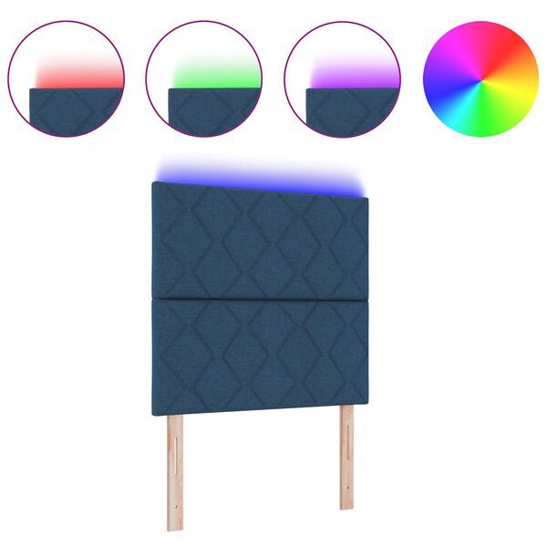 vidaXL Cabecero con luces de tiras LED con cabecera Azul 100 cm tela