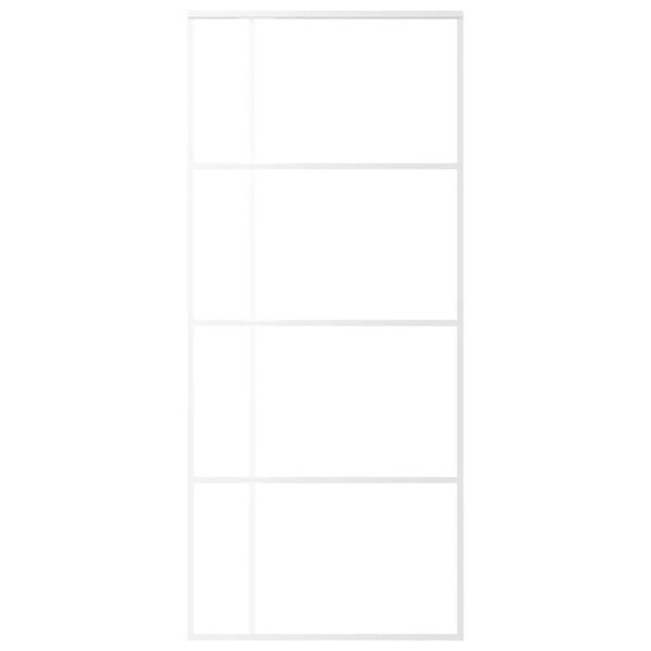 vidaXL Puerta corredera ESG vidrio y aluminio blanca 90x205 cm