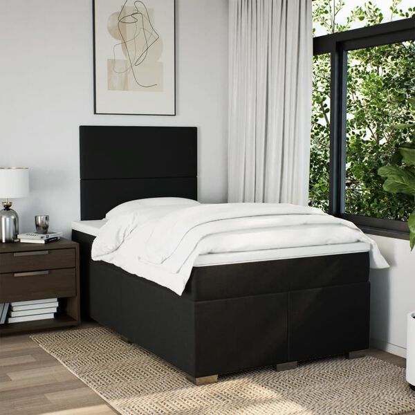 vidaXL Cama box spring con colch&oacute;n tela negro 120x190 cm