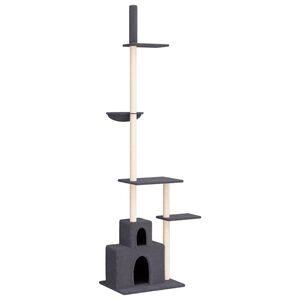 vidaXL &Aacute;rbol rascador gatos suelo a techo gris oscuro 250,5-276,5 cm