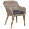 vidaXL Juego muebles jard&iacute;n 5 pzas con cojines rat&aacute;n sint&eacute;tico marr&oacute;n