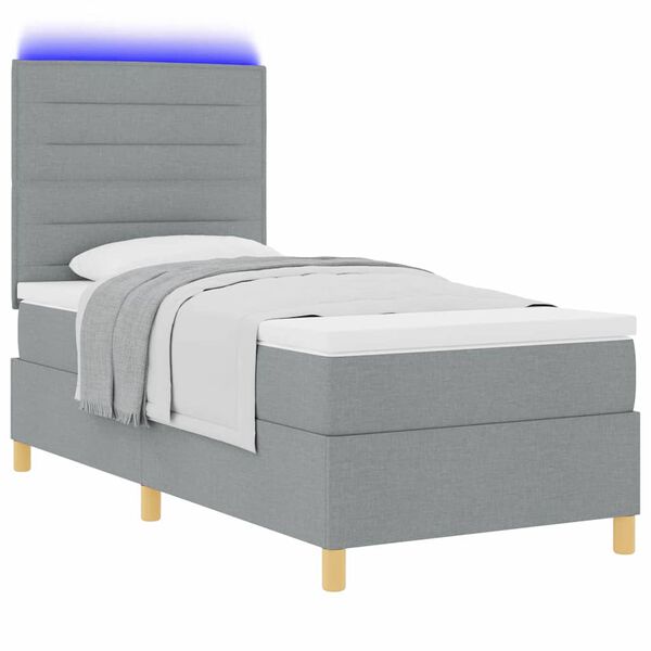 vidaXL Cama tipo Box Spring con colchón Gris claro 90 x 190 cm tela