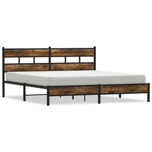 vidaXL Estructura de cama sin colch&oacute;n metal roble ahumado 180x200 cm