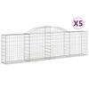 vidaXL Cestas de gaviones 5 uds forma de arco hierro 300x30x80/100 cm