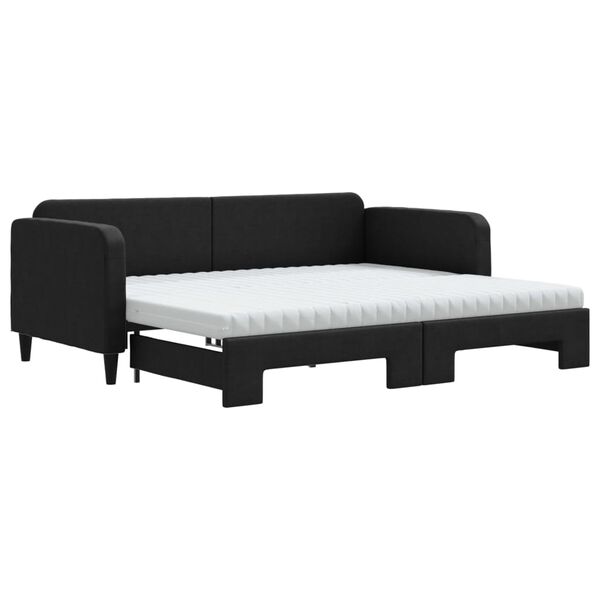 vidaXL Sof&aacute; cama nido con colch&oacute;n tela negro 90x200 cm