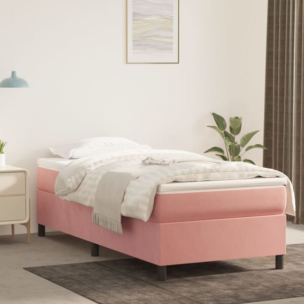 vidaXL Cama box spring con colchón terciopelo rosa 100x200 cm