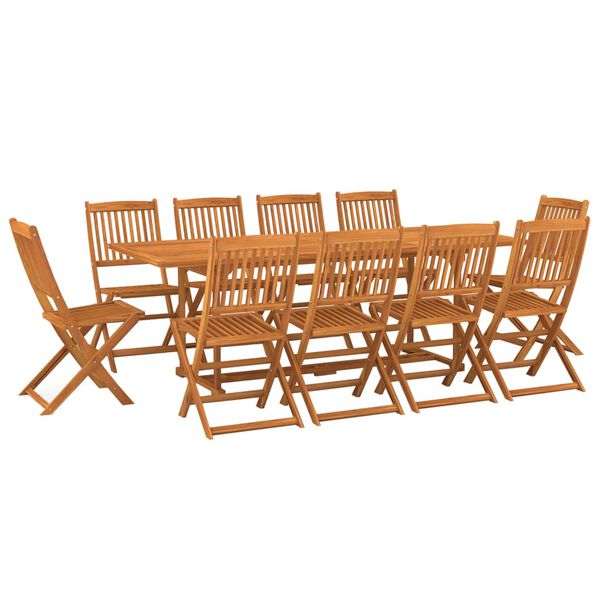 vidaXL Set comedor de jard&iacute;n 11piezas madera maciza acacia 220x90x75cm