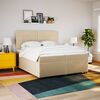 vidaXL Cama box spring con colch&oacute;n tela color crema 200x200 cm