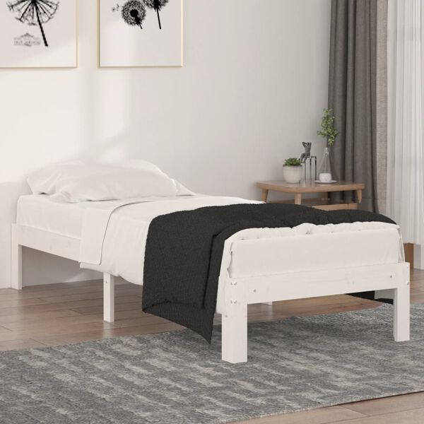 vidaXL Estructura de cama individual sin colch&oacute;n blanco 75x190 cm
