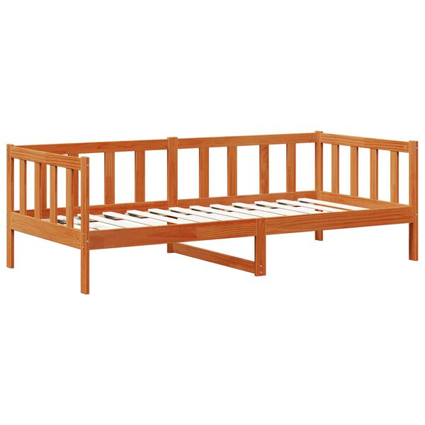 vidaXL Sof&aacute; cama con cabecera 3 pcs Marr&oacute;n cera Madera de Pino Macizo