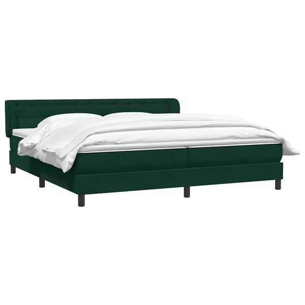 vidaXL Cama box spring con colchones terciopelo verde oscuro 180x210cm