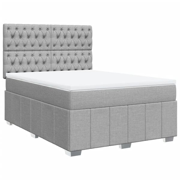 vidaXL Cama box spring con colch&oacute;n tela gris claro 140x200 cm