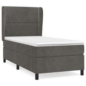 vidaXL Cama box spring con colch&oacute;n terciopelo gris oscuro 80x200 cm