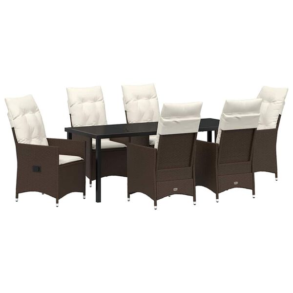 vidaXL Conjunto de Comedor de Jard&iacute;n 7 pcs Marr&oacute;n rat&aacute;n sint&eacute;tico