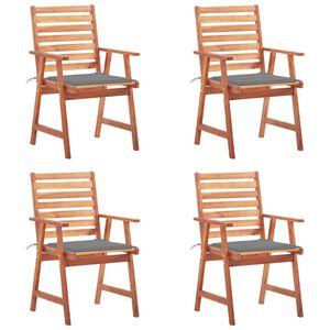 vidaXL Sillas comedor de jard&iacute;n y cojines 4 uds madera maciza acacia