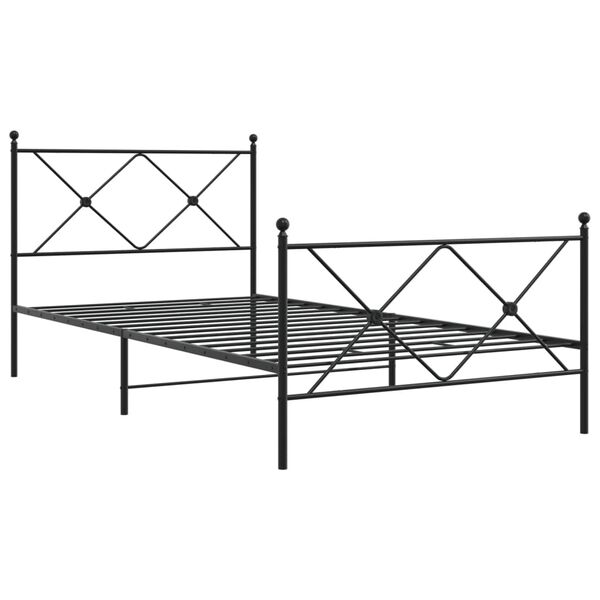 vidaXL Estructura cama sin colch&oacute;n con estribo metal negro 100x190 cm