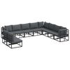 vidaXL Conjunto de sof&aacute;s de jard&iacute;n 10 uds. Negro Aluminio