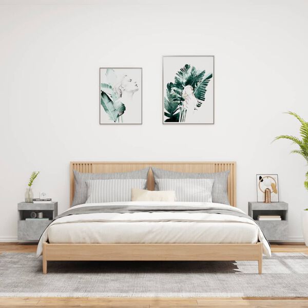 vidaXL Muebles TV de pared luces LED 2 uds gris hormig&oacute;n 40x30x40 cm