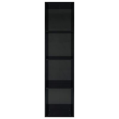 vidaXL Estantería de libros contrachapada negro brillo 36x30x143 cm