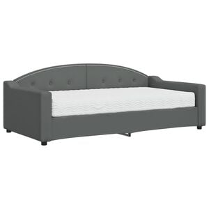 vidaXL Sof&aacute; cama con colch&oacute;n tela gris oscuro 90x190 cm