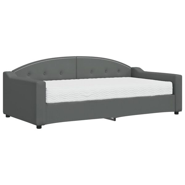 vidaXL Sof&aacute; cama con colch&oacute;n tela gris oscuro 90x190 cm