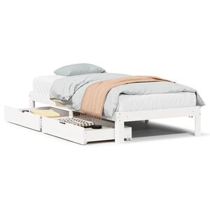 vidaXL Estructura cama con cajones madera maciza pino blanco 75x190 cm