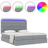 vidaXL Cama con tira de luces LED Gris Claro 180 x 200 cm tela