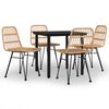 vidaXL Juego de comedor de jard&iacute;n 5 piezas rat&aacute;n sint&eacute;tico