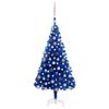 vidaXL Árbol de Navidad preiluminado con luces y bolas azul 150 cm