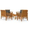 vidaXL Juego de muebles jard&iacute;n 5 pzas con cojines madera maciza acacia