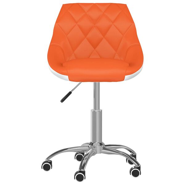 vidaXL Silla de comedor giratoria cuero sint&eacute;tico naranja y blanco