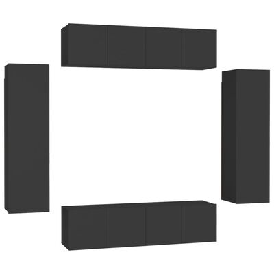 vidaXL Set de muebles de salón TV 6 piezas madera ingeniería negro