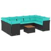 vidaXL Set de sof&aacute;s de jard&iacute;n 10pzas con cojines rat&aacute;n sint&eacute;tico negro