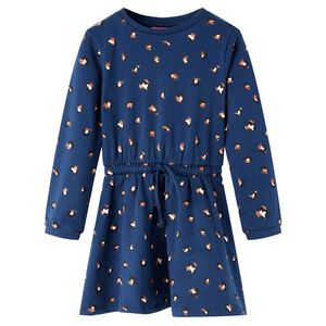 vidaXL Vestido infantil de manga larga azul marino 104