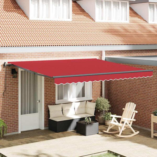 vidaXL Toldo Retr&aacute;ctil Rojo 400 x 350 cm Tela y Aluminio