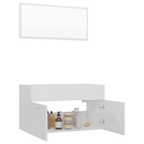 vidaXL Set muebles de ba&ntilde;o 2 pzas madera contrachapada blanco brillo