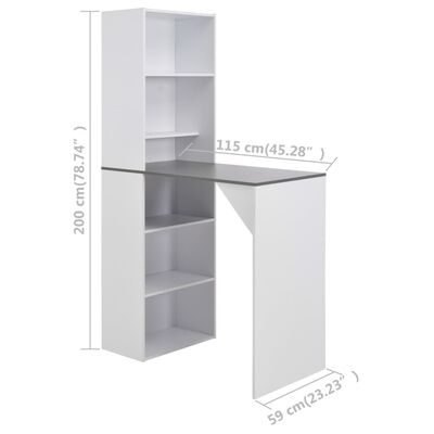 vidaXL Mesa alta de bar con armario blanca 115x59x200 cm