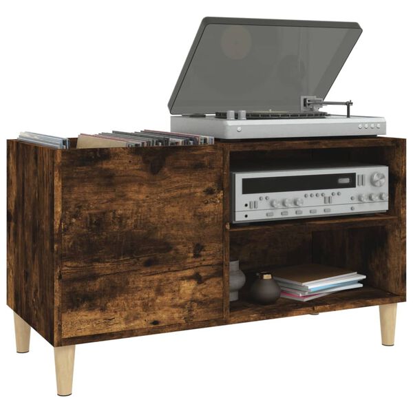 vidaXL Mueble discos madera contrachapada roble ahumado 84,5x38x48 cm