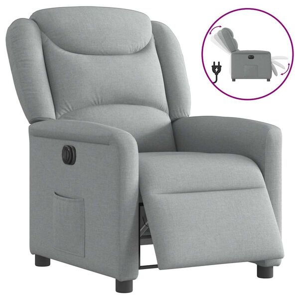 vidaXL Sill&oacute;n reclinable el&eacute;ctrico tela gris claro