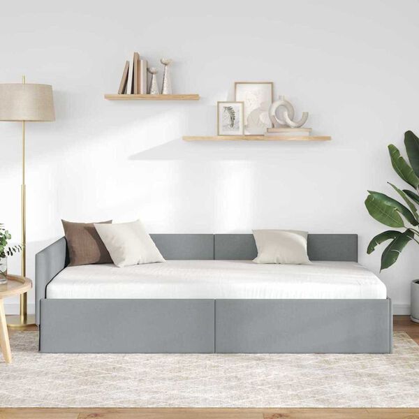 vidaXL Estructura de cama en esquina Gris Claro 80 cm x 200 cm