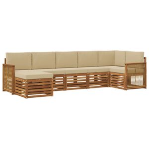 vidaXL Conjunto de Sof&aacute; Seccional con coj&iacute;n 6 pcs Natural