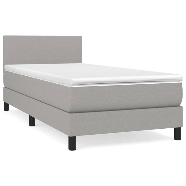 vidaXL Cama box spring con colch&oacute;n tela gris claro 90x200 cm