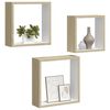 vidaXL Estantes cubo de pared 3 unidades blanco y roble Sonoma