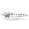 vidaXL Estructura de cama matrimonio con cabecero madera maciza blanco