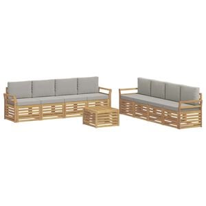 vidaXL Conjunto de sof&aacute;s de exterior 9 uds. Blanco y Gris Claro